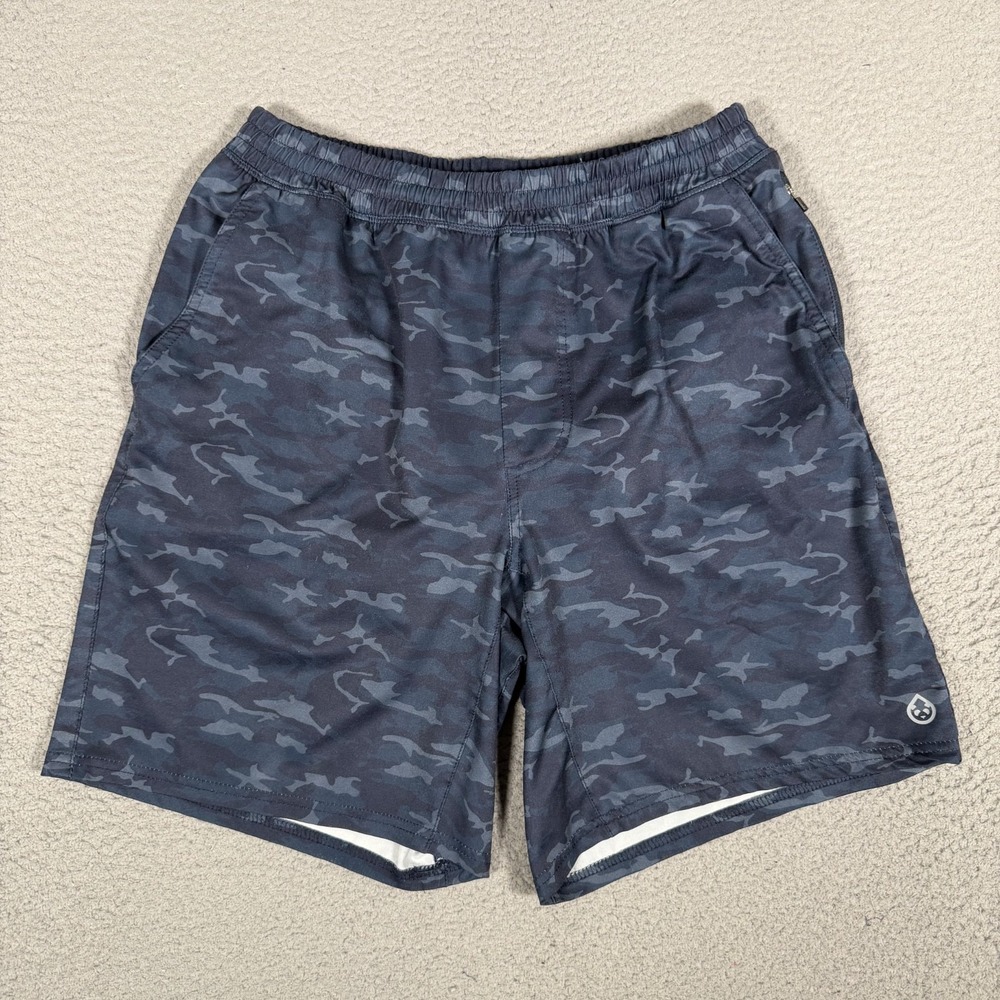 Tasc Performance Shorts Mens Medium Blue Camo Athletic Elastic Waist Drawstring